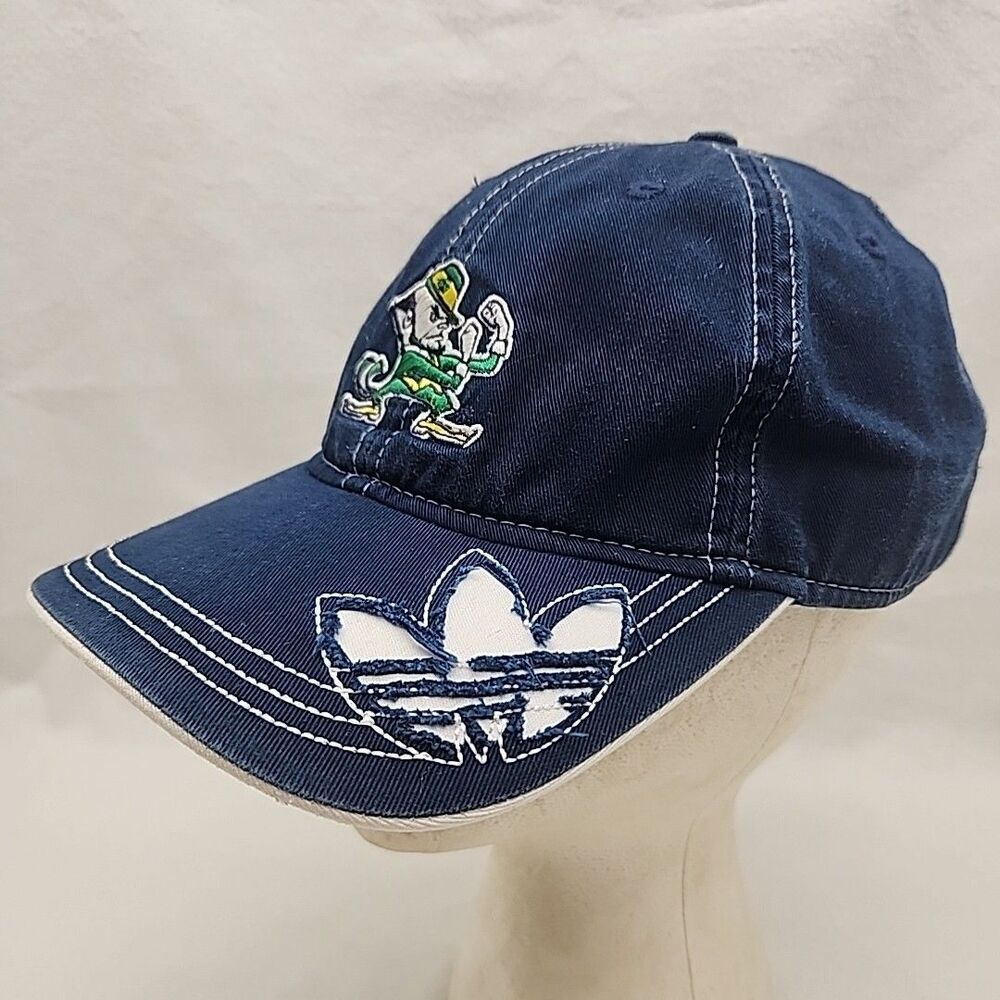 Cap Notre Dame Fighting Irish Adidas Hat Blue White Adjustable Snap Strap READ